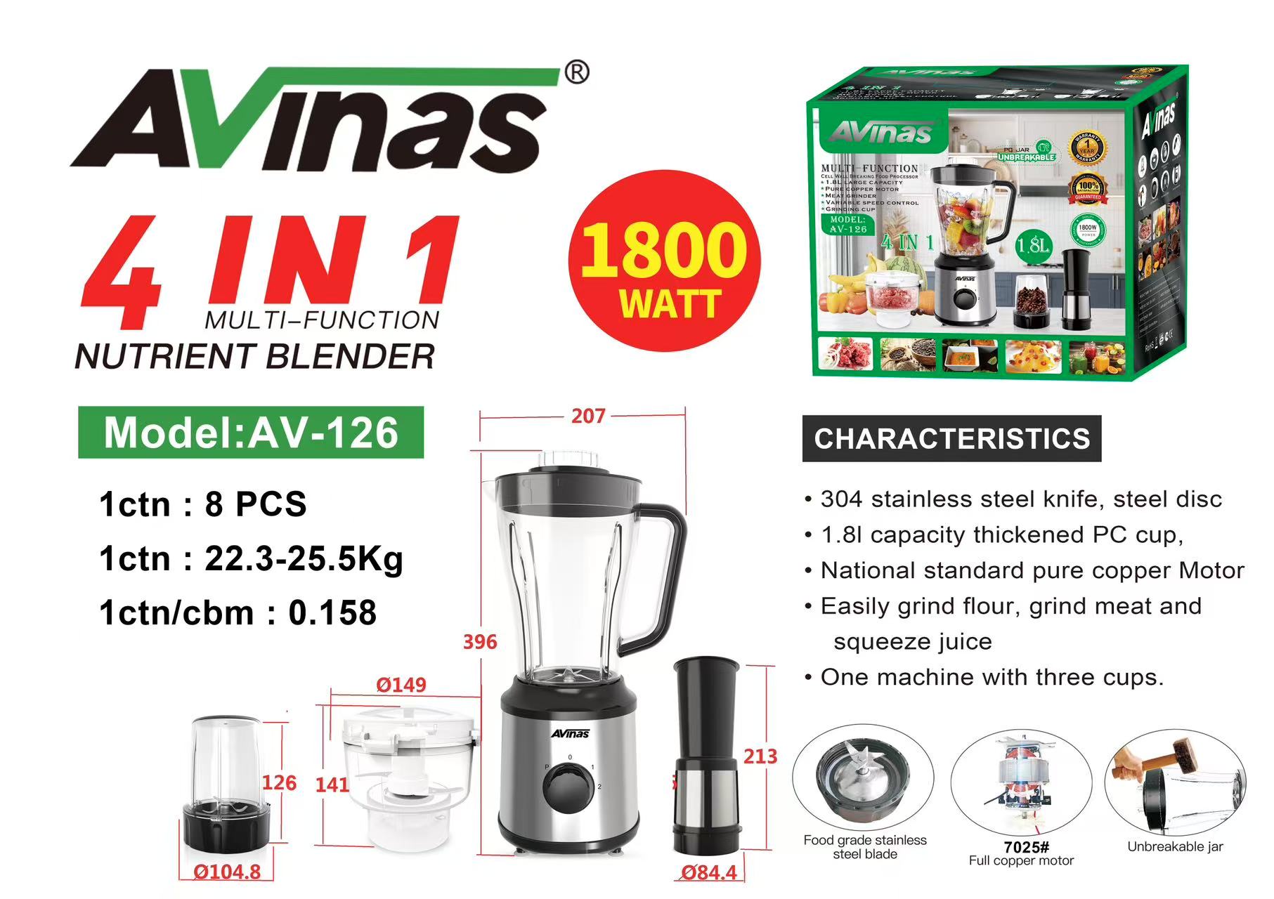 Blender Avinas 4 en 1